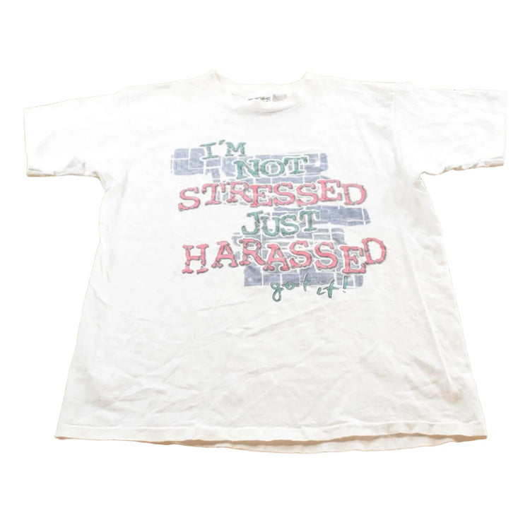 Vintage 1990s Not Stressed Just Harassed T-Shirt Men's L from propervintagecanada