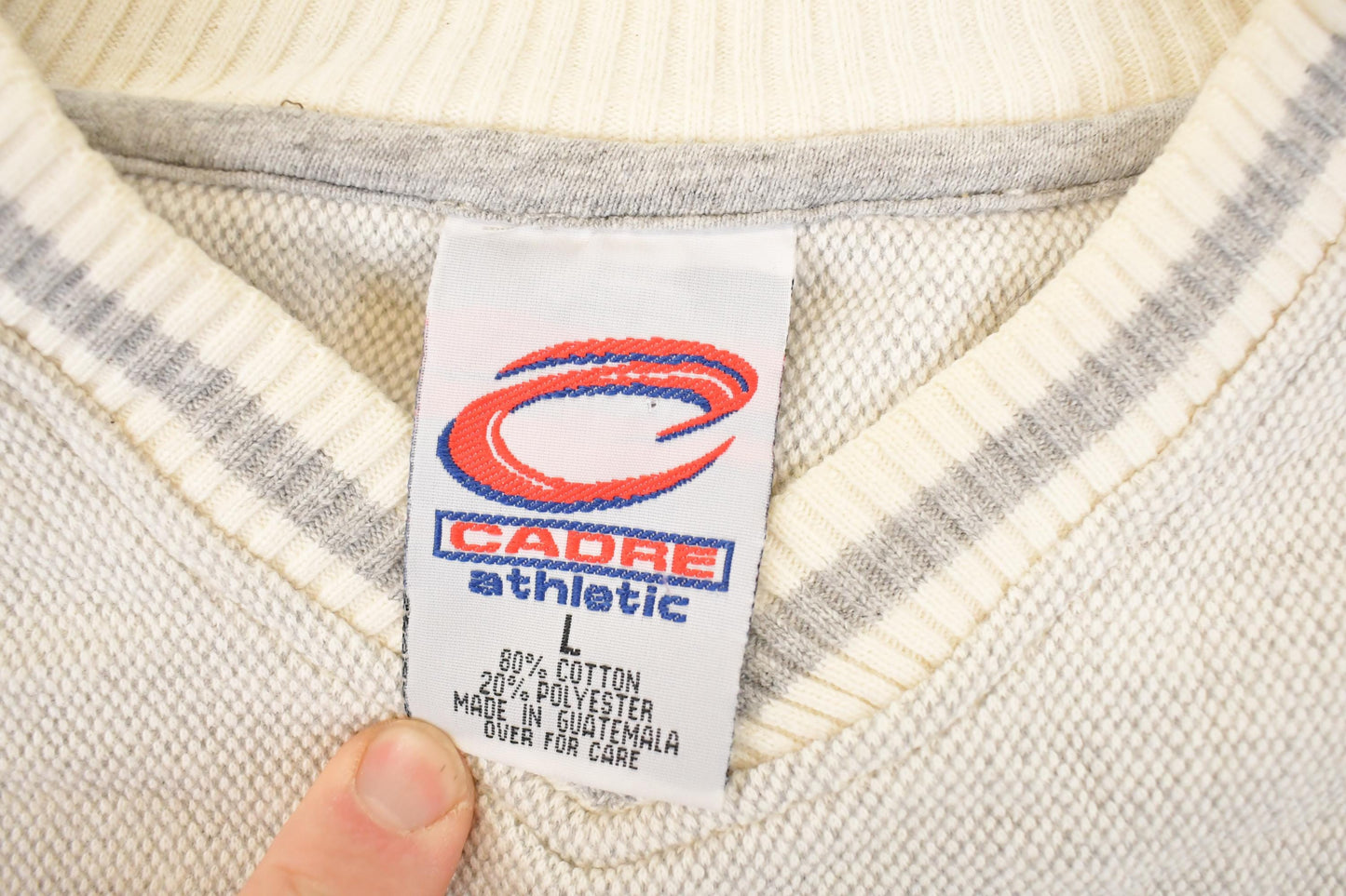 Vintage 1990s Notre Dame Embroidered University V Neck Sweatshirt Men's L from propervintagecanada