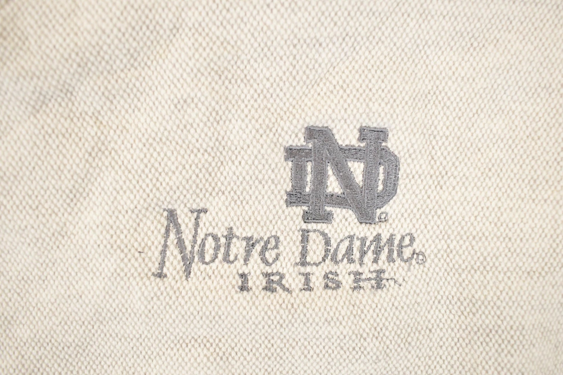 Vintage 1990s Notre Dame Embroidered University V Neck Sweatshirt Men's L from propervintagecanada
