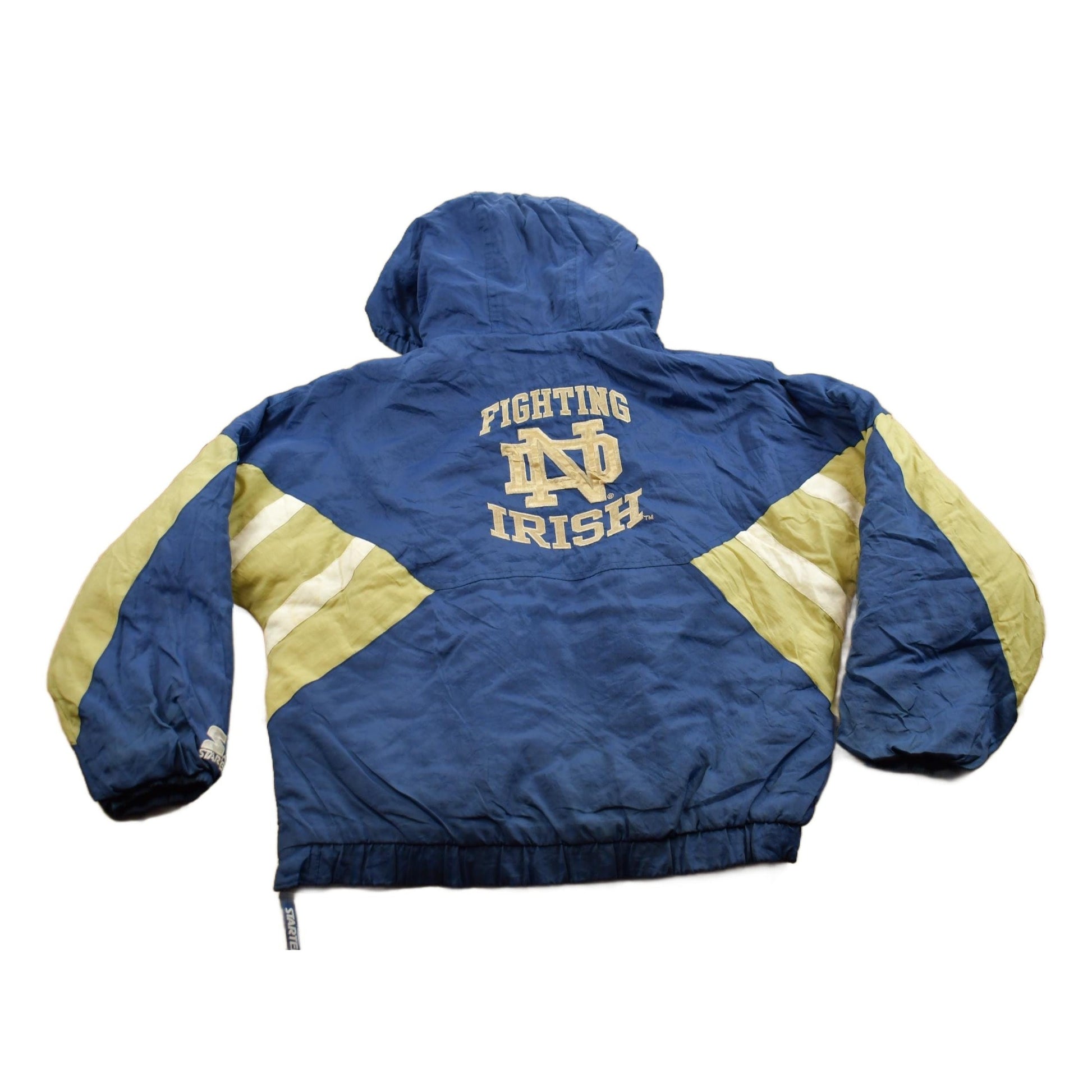 Vintage 1990s Notre Dame Fighting Irish Starter Quarter Zip Puffer Jacket Men's Medium from propervintagecanada