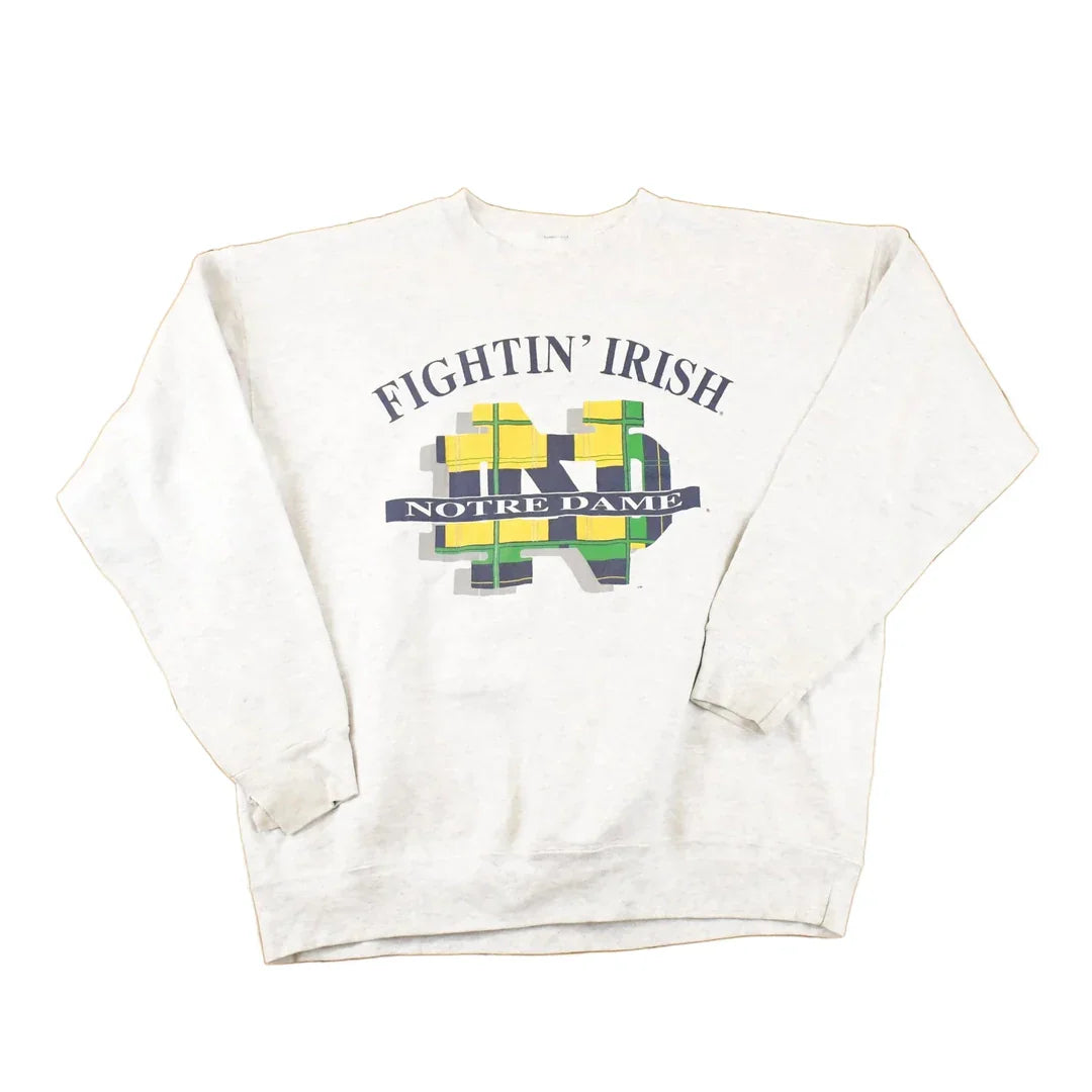 Vintage 1990s Notre Dame Fighting Irish University Crewneck Sweater Mens L from propervintagecanada