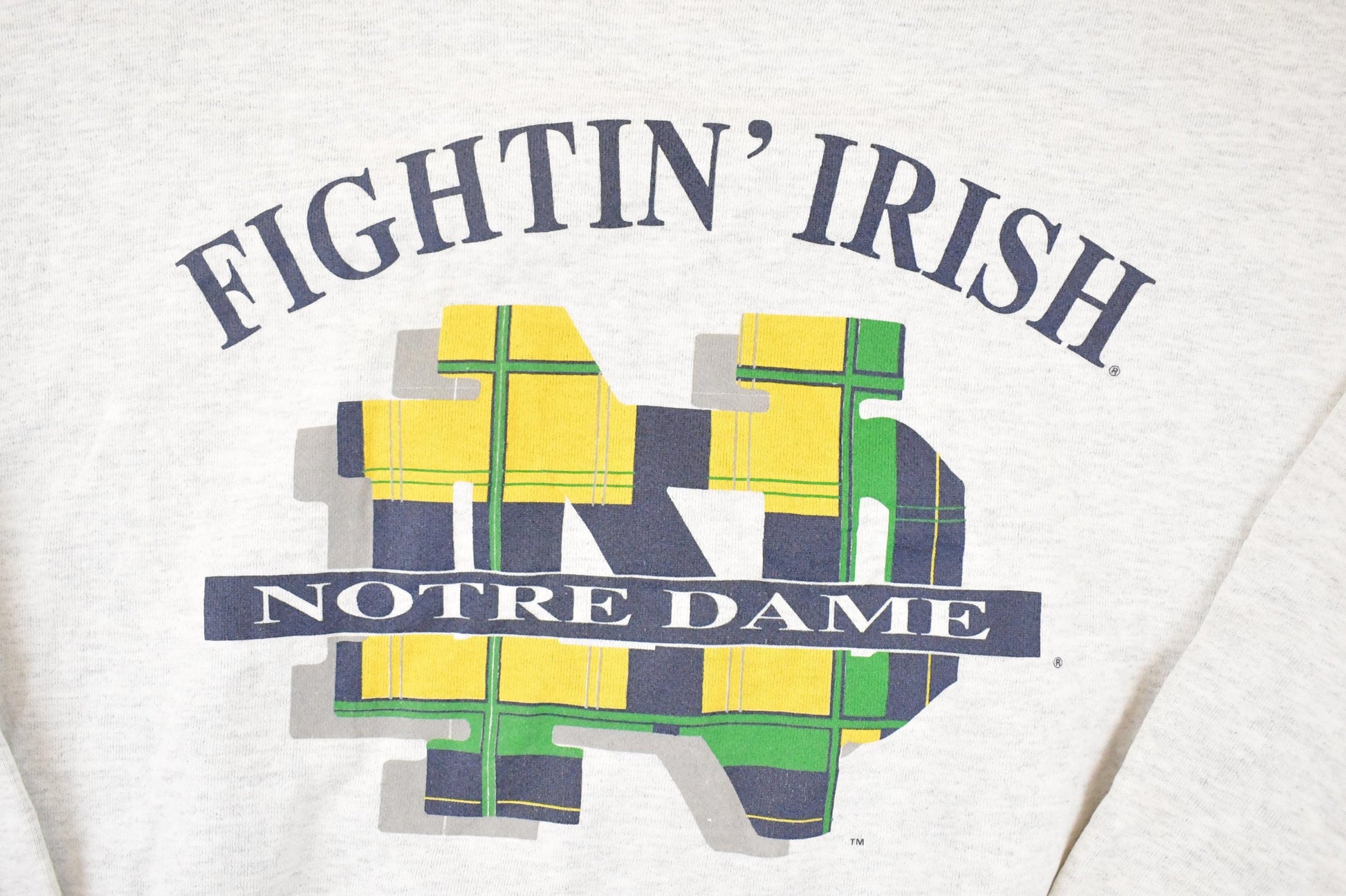 Vintage 1990s Notre Dame Fighting Irish University Crewneck Sweater Mens L from propervintagecanada