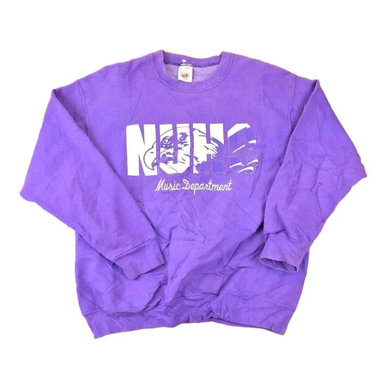 Vintage 1990s NUHS Musov Department Embroidered Collegiate Crewneck Sweatshirt Men's L from propervintagecanada