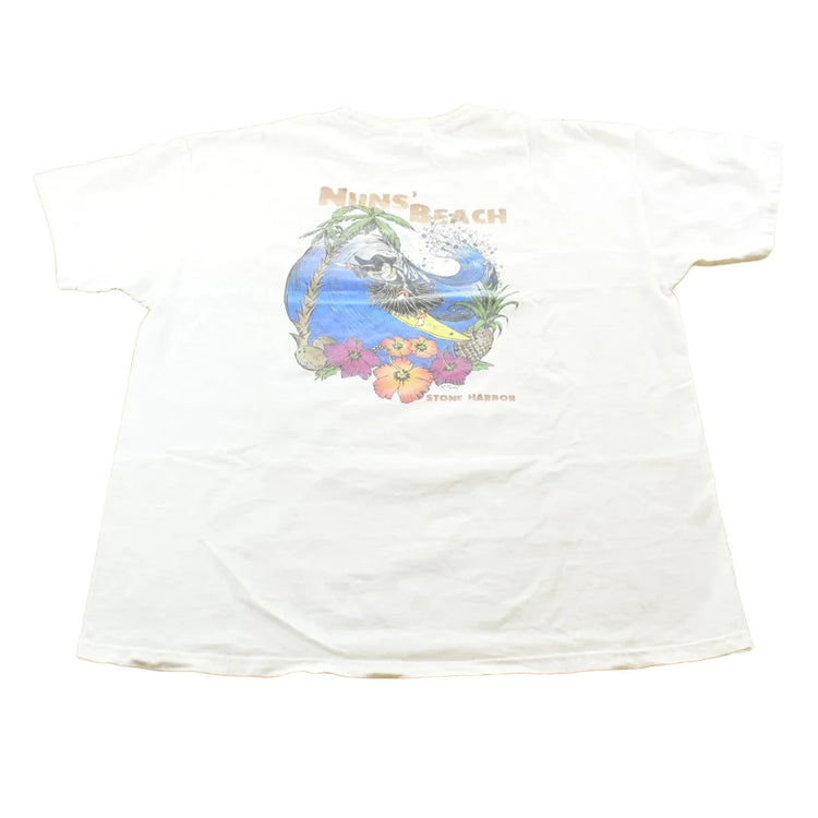 Vintage 1990s Nuns Beach Stone Harbor Surfing Souvenir Travel T-Shirt Mens XL from propervintagecanada