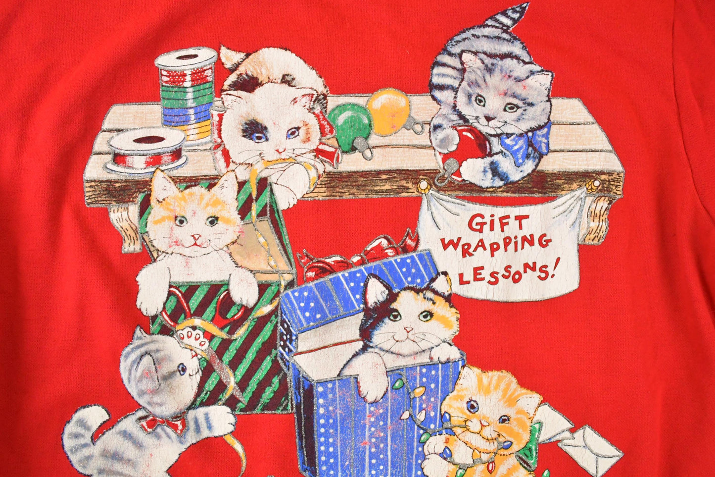 Vintage 1990s Nutcracker Plus Size Cute Christmas Kitty Double Collar Graphic Print Crewneck Sweatshirt Womens XL from propervintagecanada