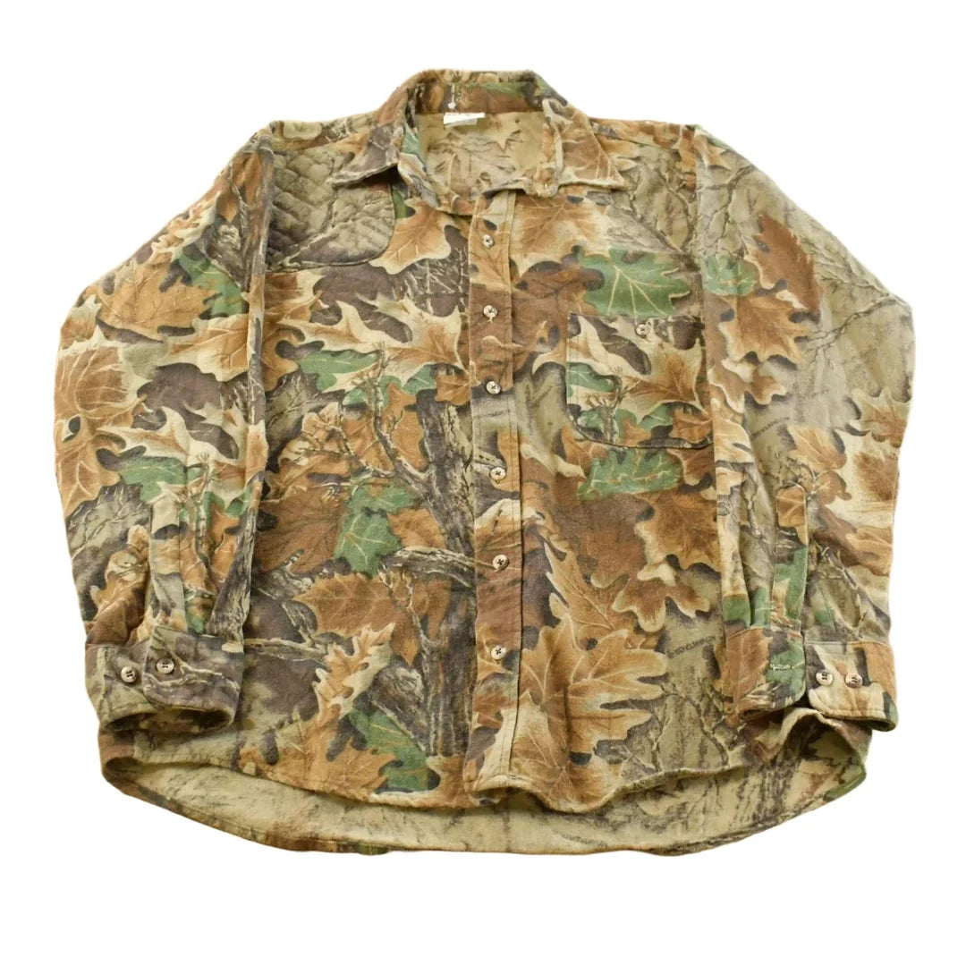 Vintage 1990s Oakdale Tree Camo Button Up Shirt Men's L from propervintagecanada