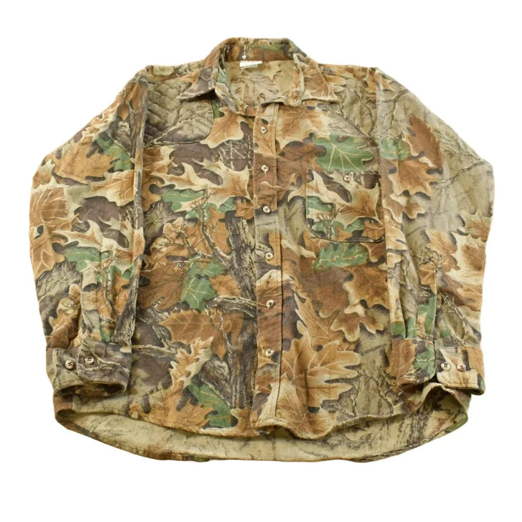 Vintage 1990s Oakdale Tree Camo Button Up Shirt Men's L from propervintagecanada