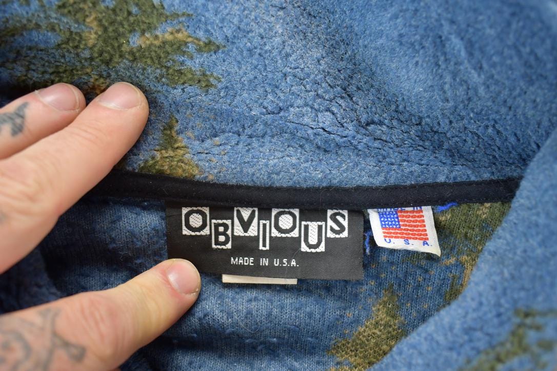 Vintage 1990s Obvious AOP Forest And Deer Fleece Sweater Men's XL from propervintagecanada