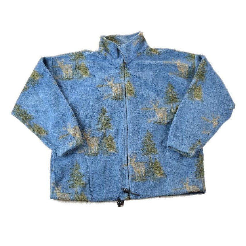 Vintage 1990s Obvious AOP Forest And Deer Fleece Sweater Men's XL from propervintagecanada