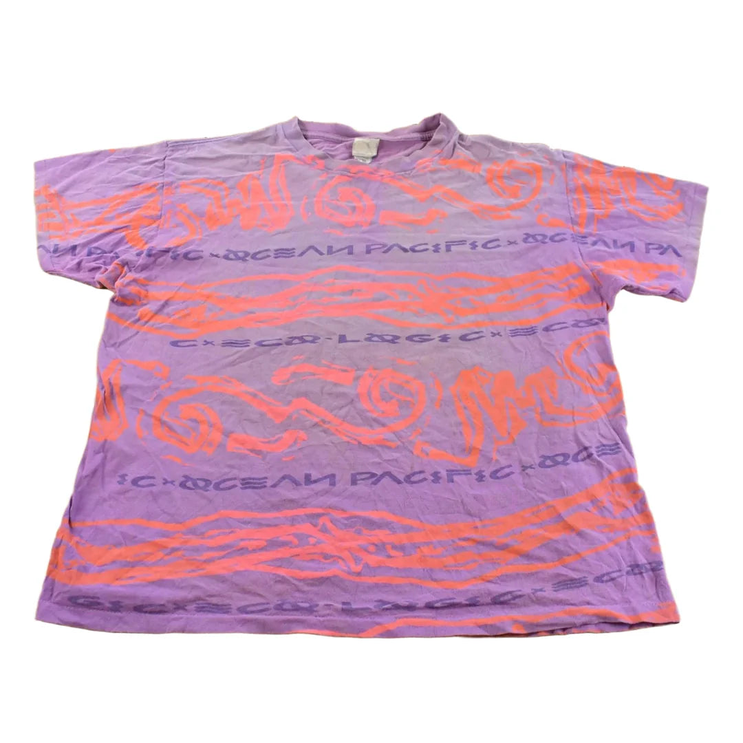 Vintage 1990s Ocean Pacific All Over Print Surf Graphic T Shirt Men's XL from propervintagecanada