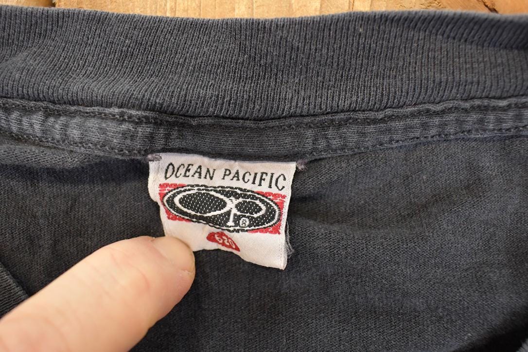 Vintage 1990s Ocean Pacific Souvenir Surfing T-Shirt Men's XL / Destination Shirt / 90s Single Stitch Graphic Tee / Made in USA from propervintagecanada