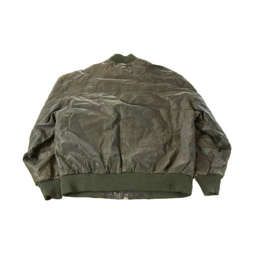 Vintage 1990s Officer's Club Leather Bomber Flight Jacket Men's Medium from propervintagecanada