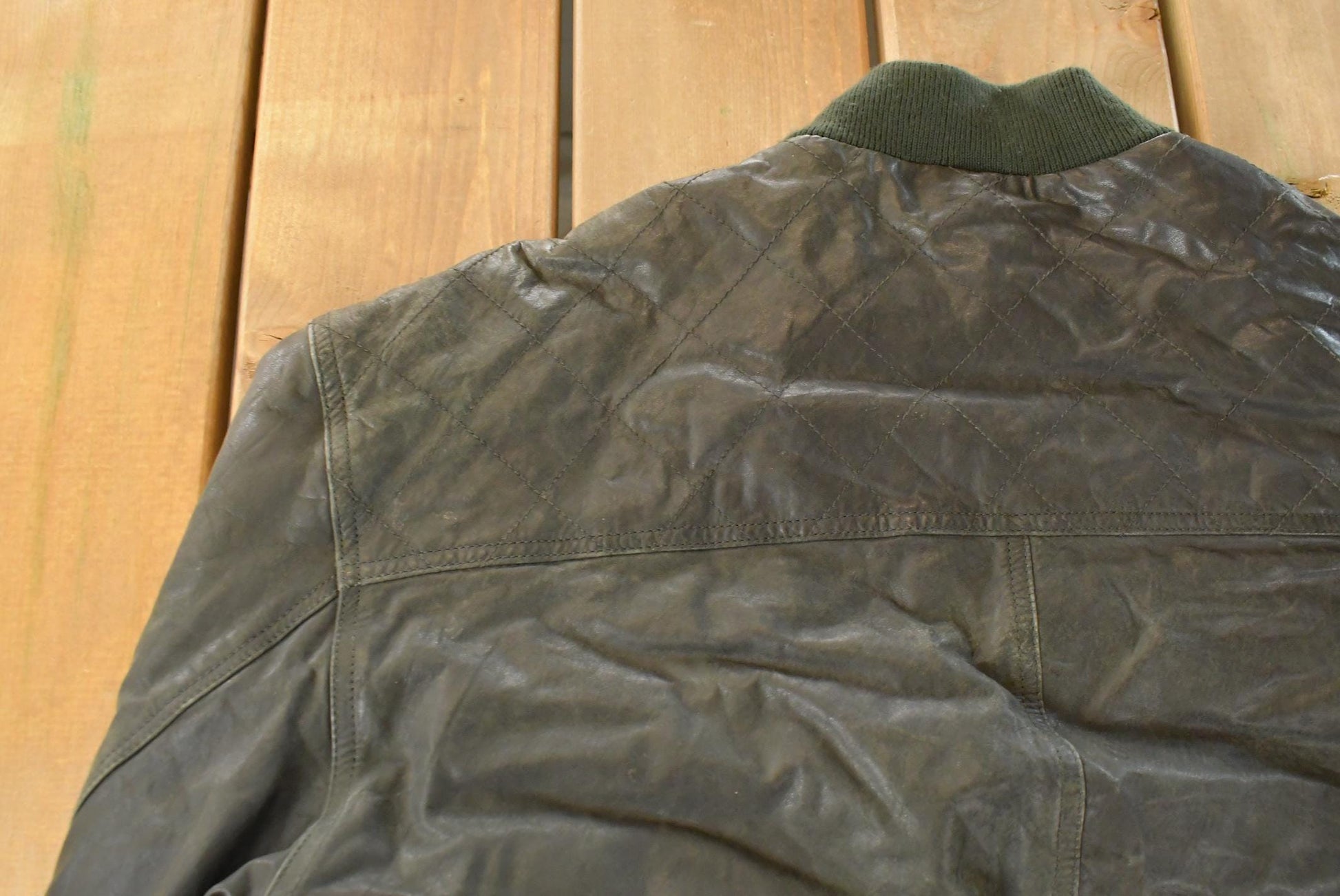 Vintage 1990s Officer's Club Leather Bomber Flight Jacket Men's Medium / Leather Jacket / Streetwear / Full Zip from propervintagecanada