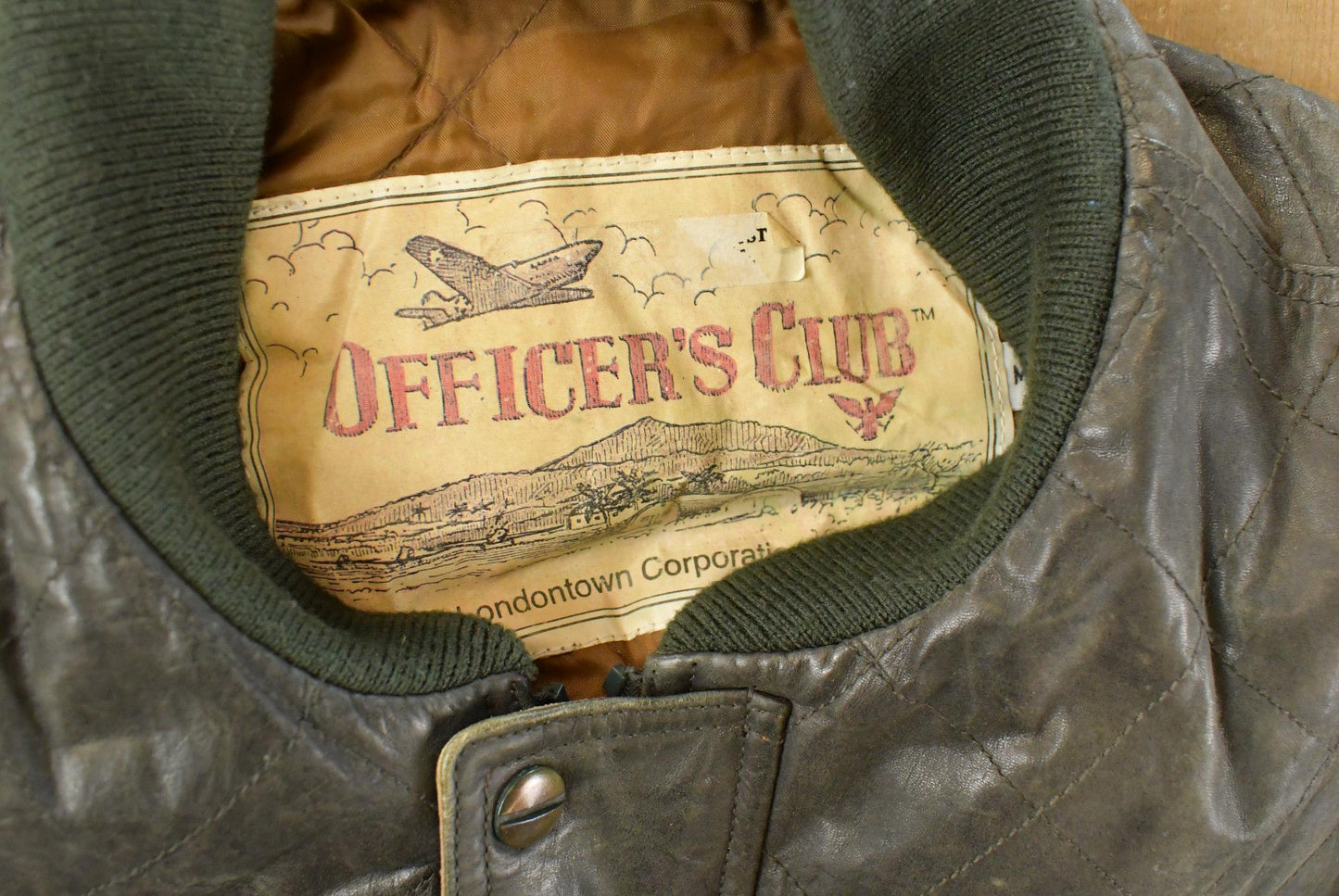 Vintage 1990s Officer's Club Leather Bomber Flight Jacket Men's Medium / Leather Jacket / Streetwear / Full Zip from propervintagecanada