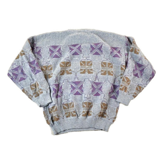 Vintage 1990s Oggi Mode Knit Abstract Pattern Wool Blend Crewneck Sweater Mens L from propervintagecanada