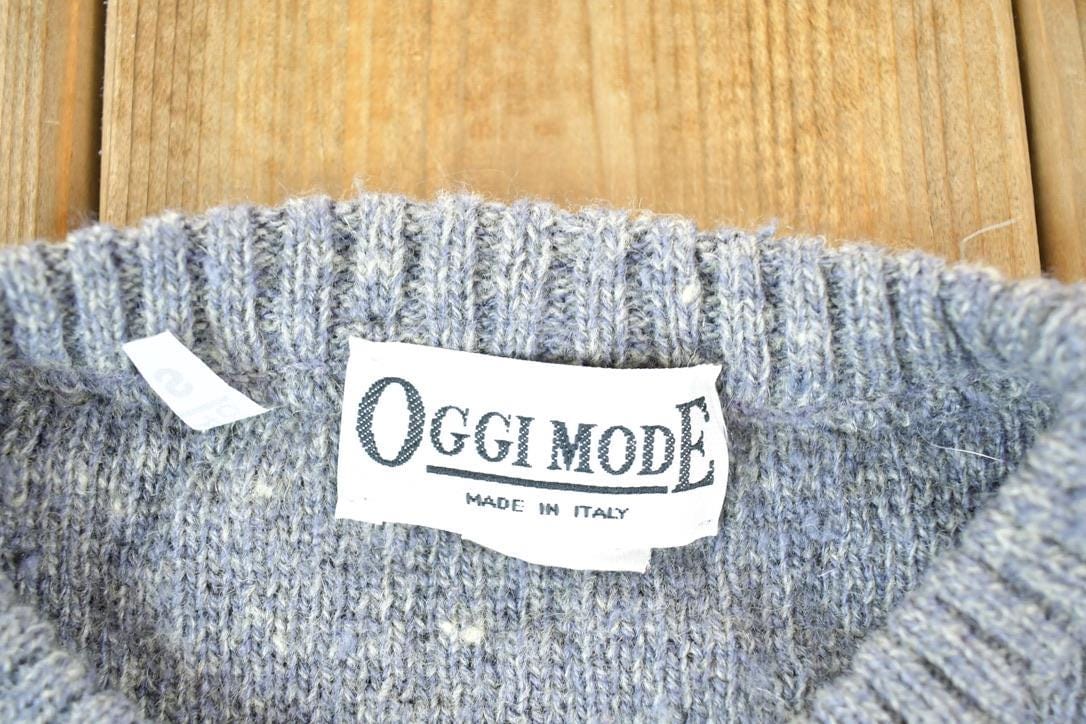 Vintage 1990s Oggi Mode Knit Abstract Pattern Wool Blend Crewneck Sweater Mens L from propervintagecanada
