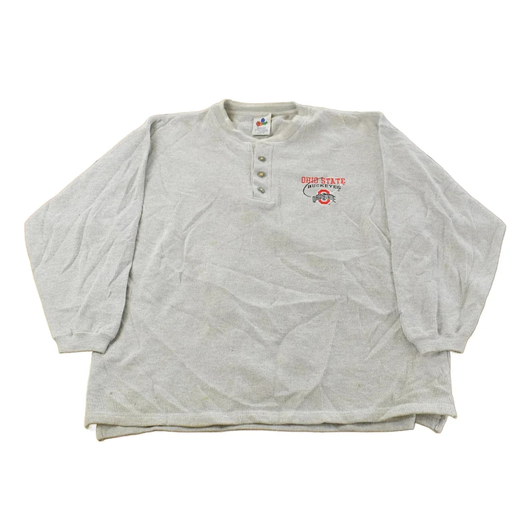 Vintage 1990s Ohio State University Buckeyes Collegiate Henley Sweatshirt Men's Large from propervintagecanada