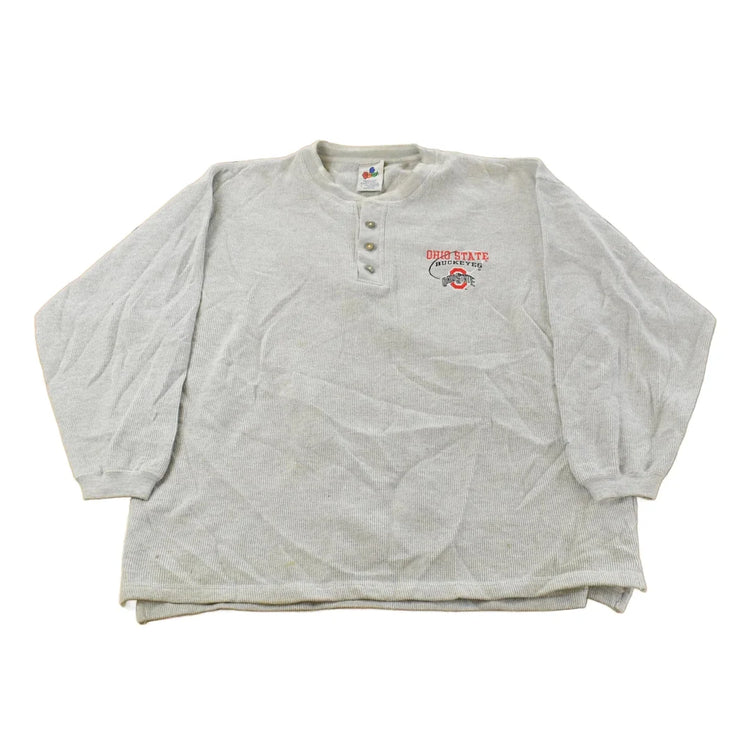 Vintage 1990s Ohio State University Buckeyes Collegiate Henley Sweatshirt Men's Large from propervintagecanada