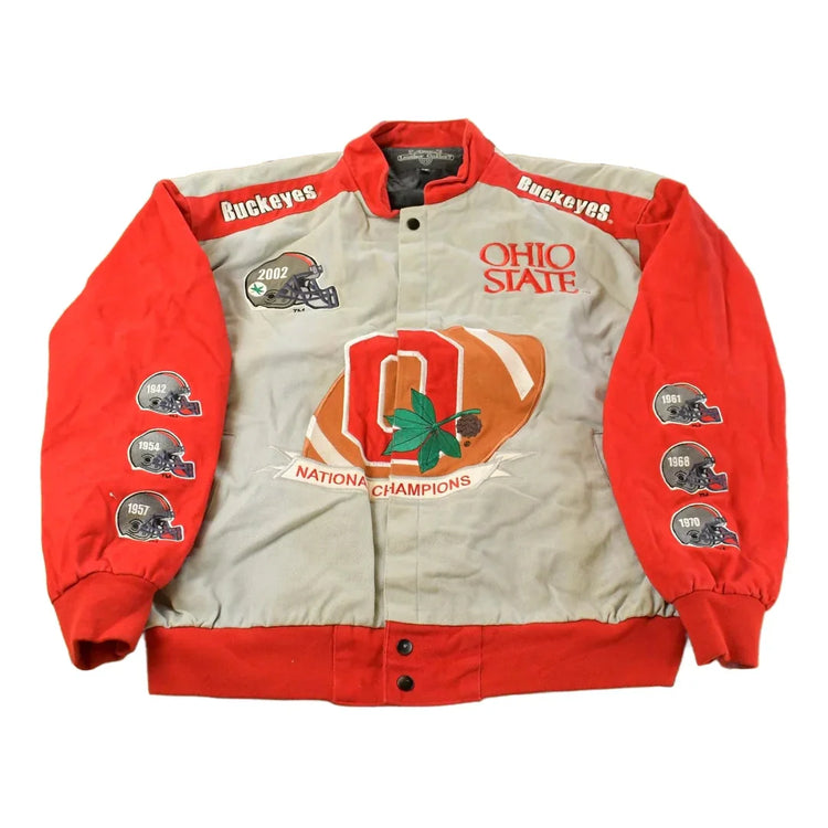 Vintage 1990s Ohio State University Buckeyes Collegiate Racing Jacket Men's 2XL / Embroidered / Varsity Jacket / Americana from propervintagecanada