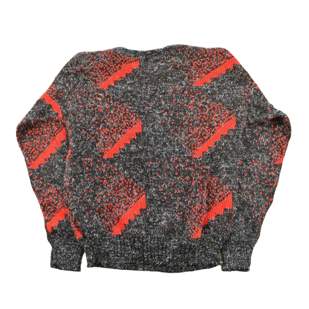 Vintage 1990s OKJ Geometric Frayed Knit Texture Crewneck Sweater Women's S / Abstract Pattern 3D Knitted Sweatshirt / Made In USA / Preppy from propervintagecanada