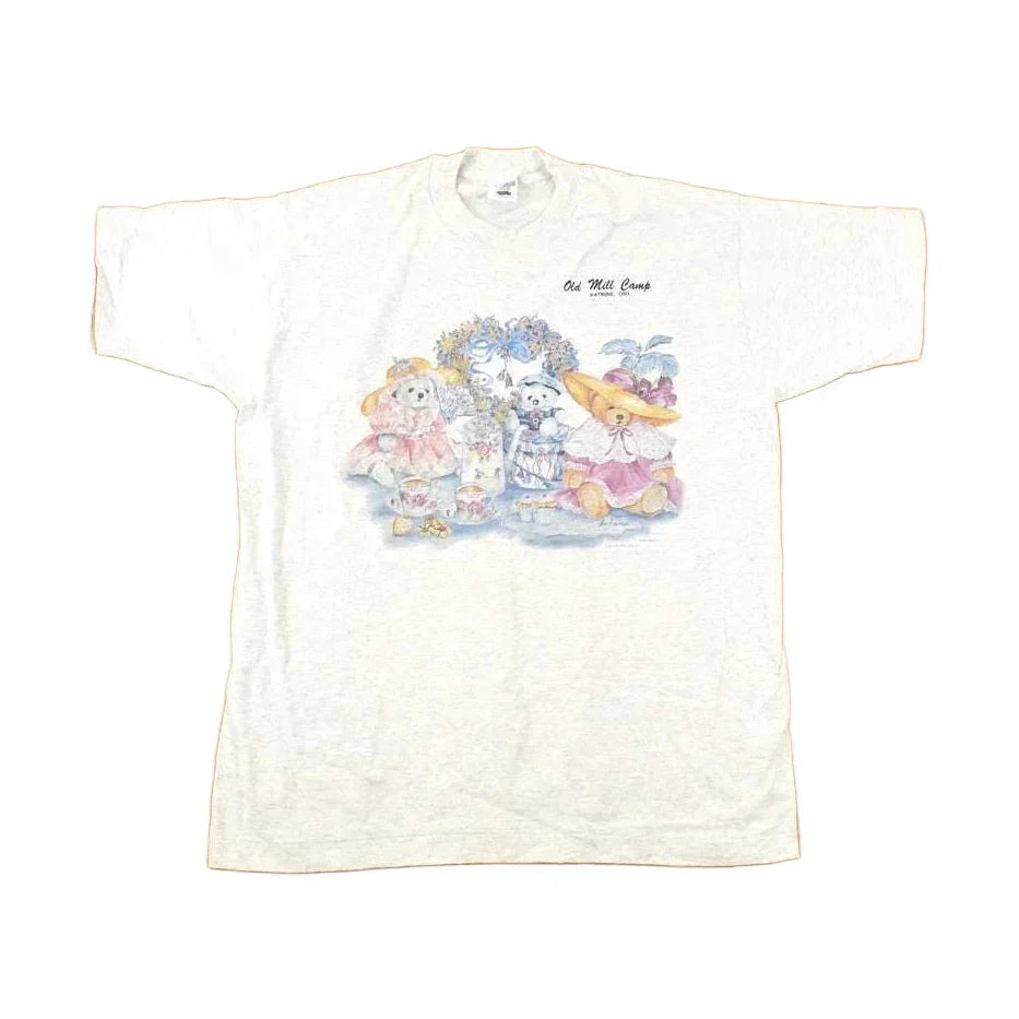Vintage 1990s Old Mill Camp Cute Stuffed Bunnies Souvenir Travel T-Shirt Women's XL / Cute Shirt / 90s Single Stitch Graphic Tee from propervintagecanada