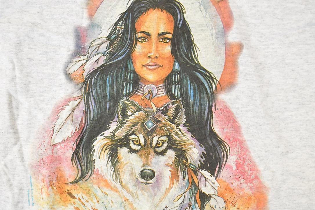 Vintage 1990s Old Mill Camp Nature Woman Souvenir T-Shirt Women's XL from propervintagecanada