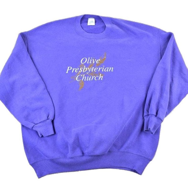 Vintage 1990s Olive Presbyterian Church Souvenir Crewneck Sweatshirt Men's XL from propervintagecanada