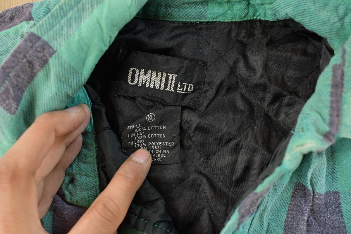 Vintage 1990s Omni II Insulated Flannel Button Up Shirt Jacket Men's XL from propervintagecanada