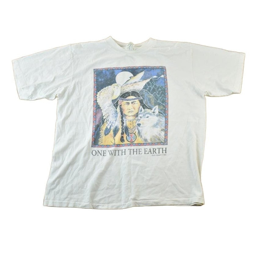 Vintage 1990s One With The Earth Souvenir Single Stitch Graphic Print T-Shirt Men's XL from propervintagecanada