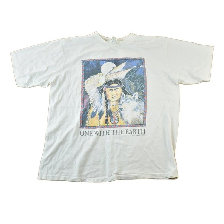 Vintage 1990s One With The Earth Souvenir Single Stitch Graphic Print T-Shirt Men's XL from propervintagecanada