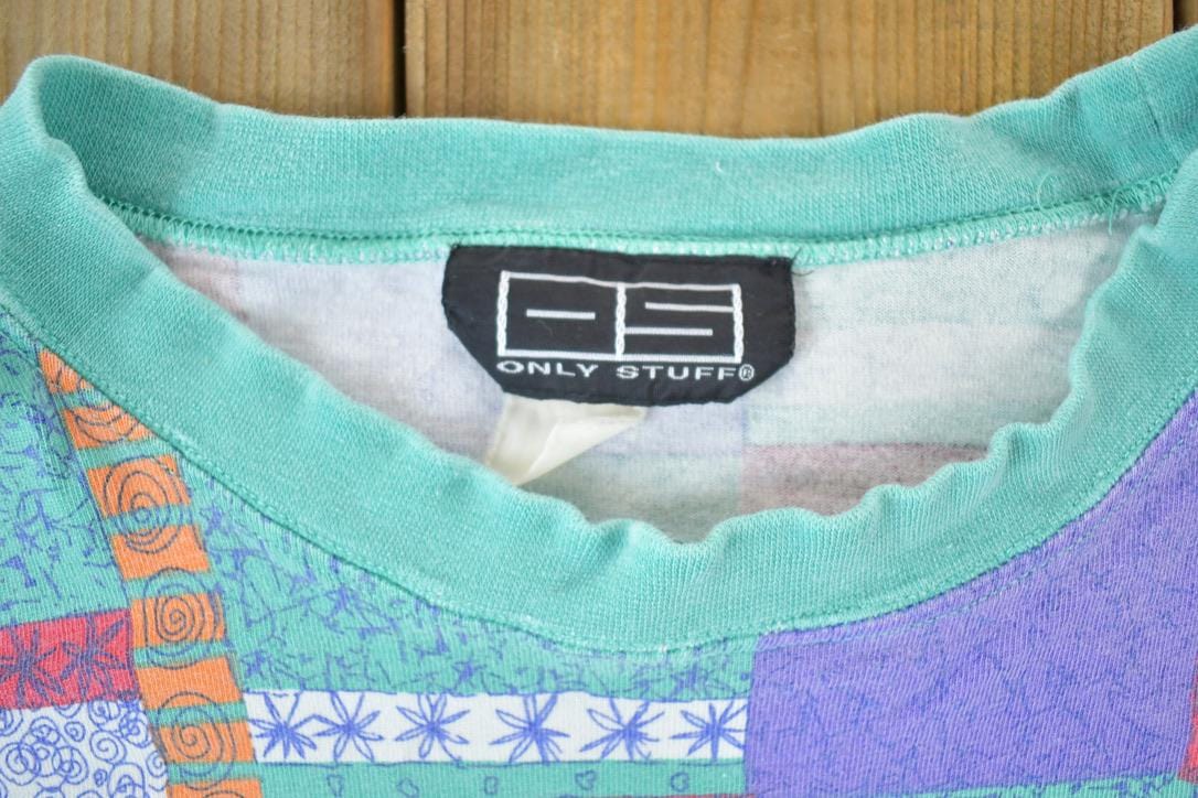 Vintage 1990s Only Stuff Abstract Print Souvenir Single Stitch Graphic Print T-Shirt Made In USA Men's Large from propervintagecanada