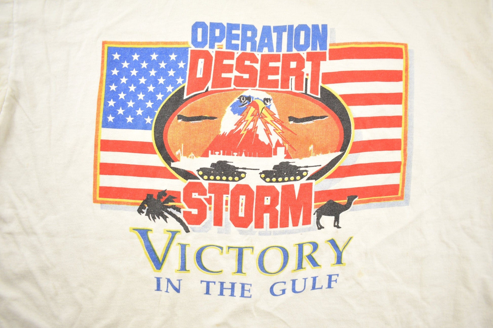 Vintage 1990s Operation Desert Storm Military Graphic T Shirt Men's XL from propervintagecanada