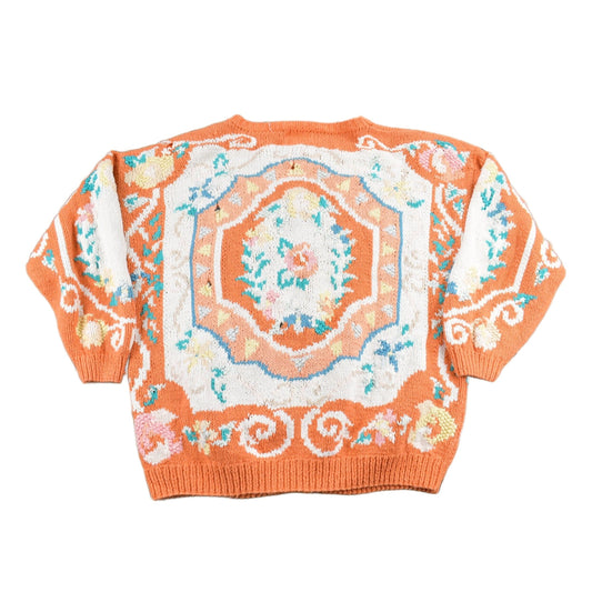 Vintage 1990s Orange Abstract Pattern Cardigan Sweater Women's S from propervintagecanada