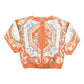 Vintage 1990s Orange Abstract Pattern Cardigan Sweater Women's S from propervintagecanada