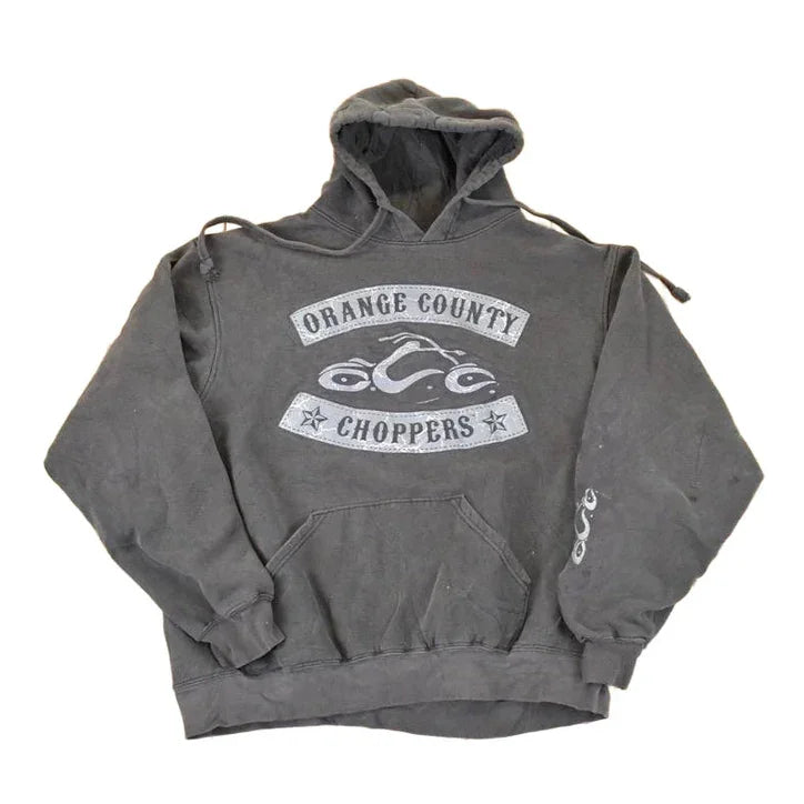 Vintage 1990s Orange Choppers Graphic Print Hoodie Sweatshirt Men's L from propervintagecanada