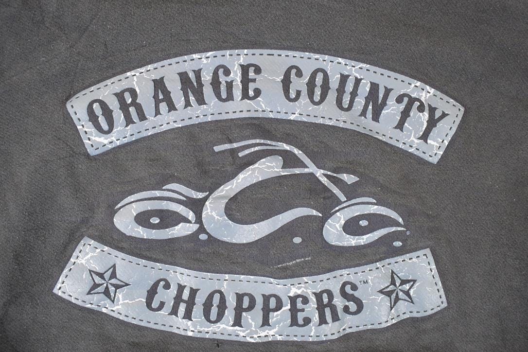 Vintage 1990s Orange Choppers Graphic Print Hoodie Sweatshirt Men's L from propervintagecanada