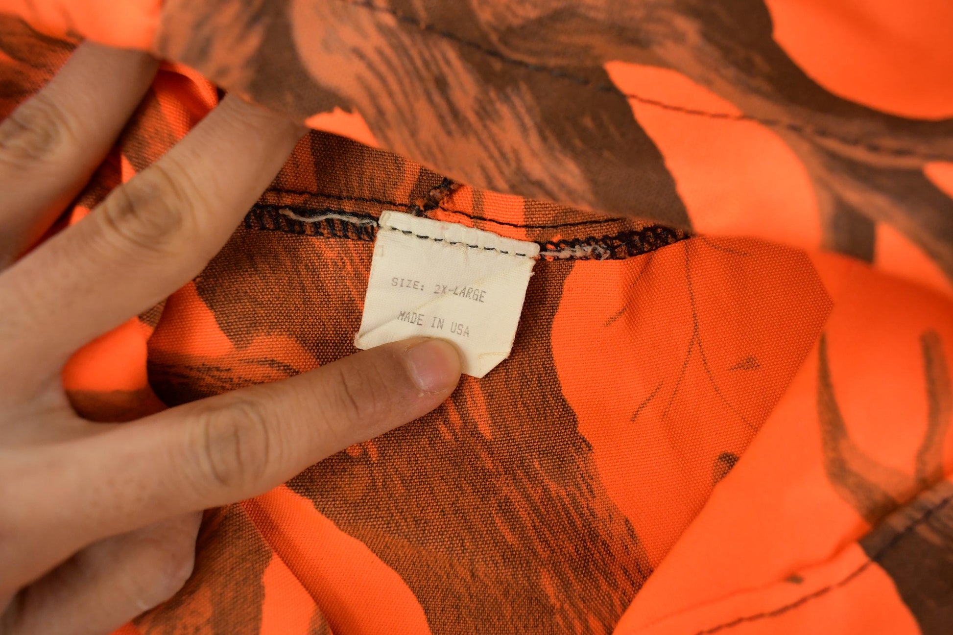Vintage 1990s Orange Tree Camo Hunting Jacket Men's 2XL from propervintagecanada