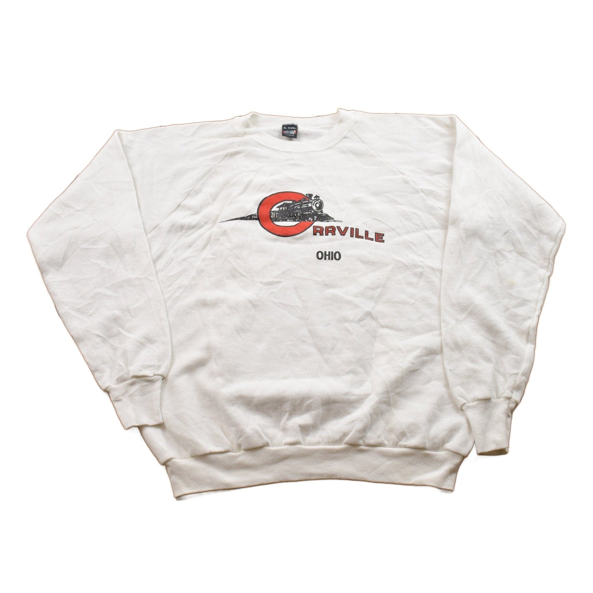Vintage 1990s Orrville Ohio Train Theme Crewneck Sweatshirt Men's Medium from propervintagecanada