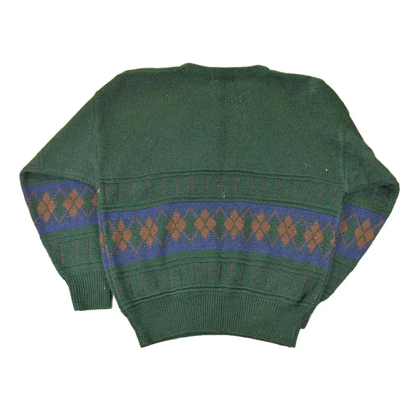 Vintage 1990s Oscar De La Renta Outdoorsman Deer Knit Crewneck Sweater Mens L from propervintagecanada