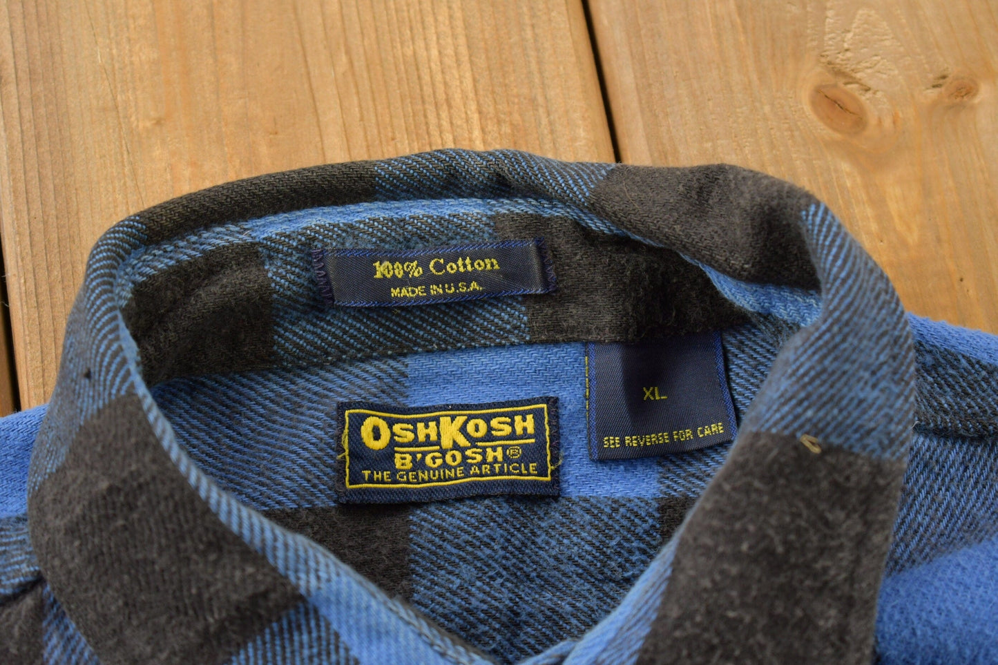 Vintage 1990s Osh Kosh B Gosh Blue Flannel Button Up Shirt Men's XL from propervintagecanada