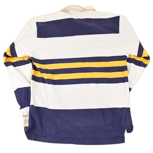Vintage 1990s OSSSA Windswept Striped Rugby Button Up Shirt Men's L from propervintagecanada