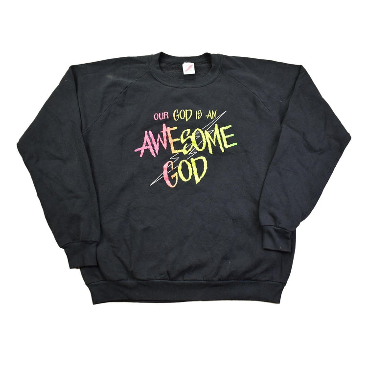 Vintage 1990s Our God is an Awesome God Crewneck Sweatshirt Made In USA Jerzees Men's M from propervintagecanada