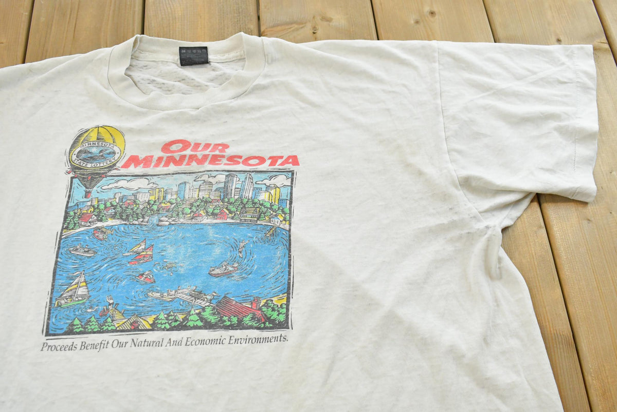 Vintage 1990s Our Minnesota Lake Skyline Single Stitch T-Shirt Mens XL from propervintagecanada