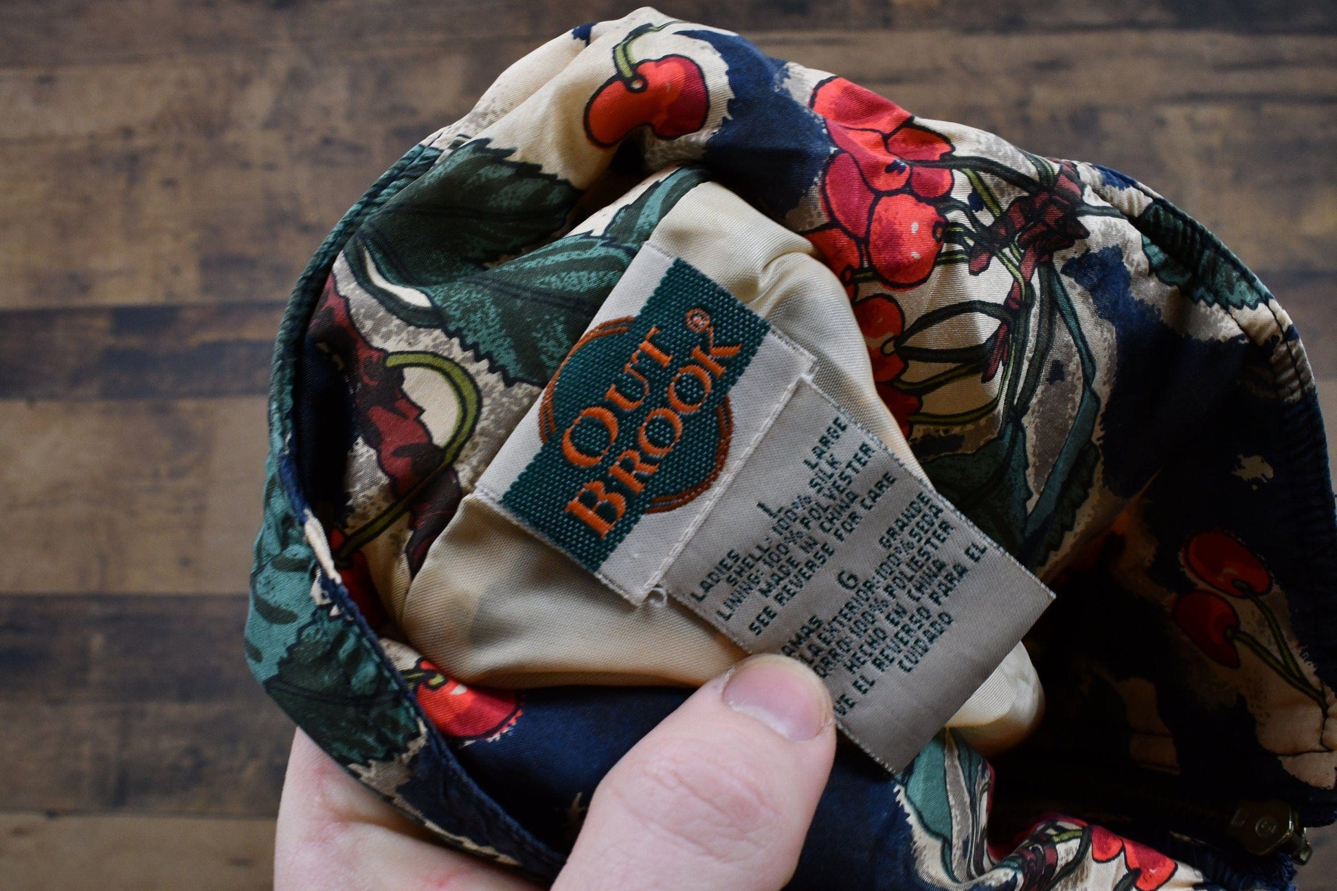 Vintage 1990s Out Brook 100% Silk All Over Print Full Zip Windbreaker Women's Large from propervintagecanada