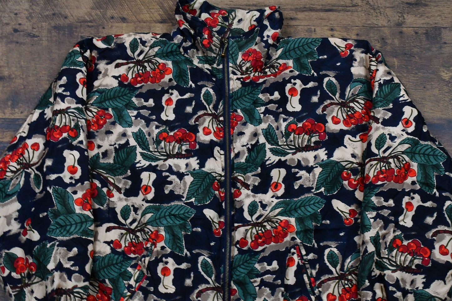 Vintage 1990s Out Brook 100% Silk All Over Print Full Zip Windbreaker Women's Large from propervintagecanada