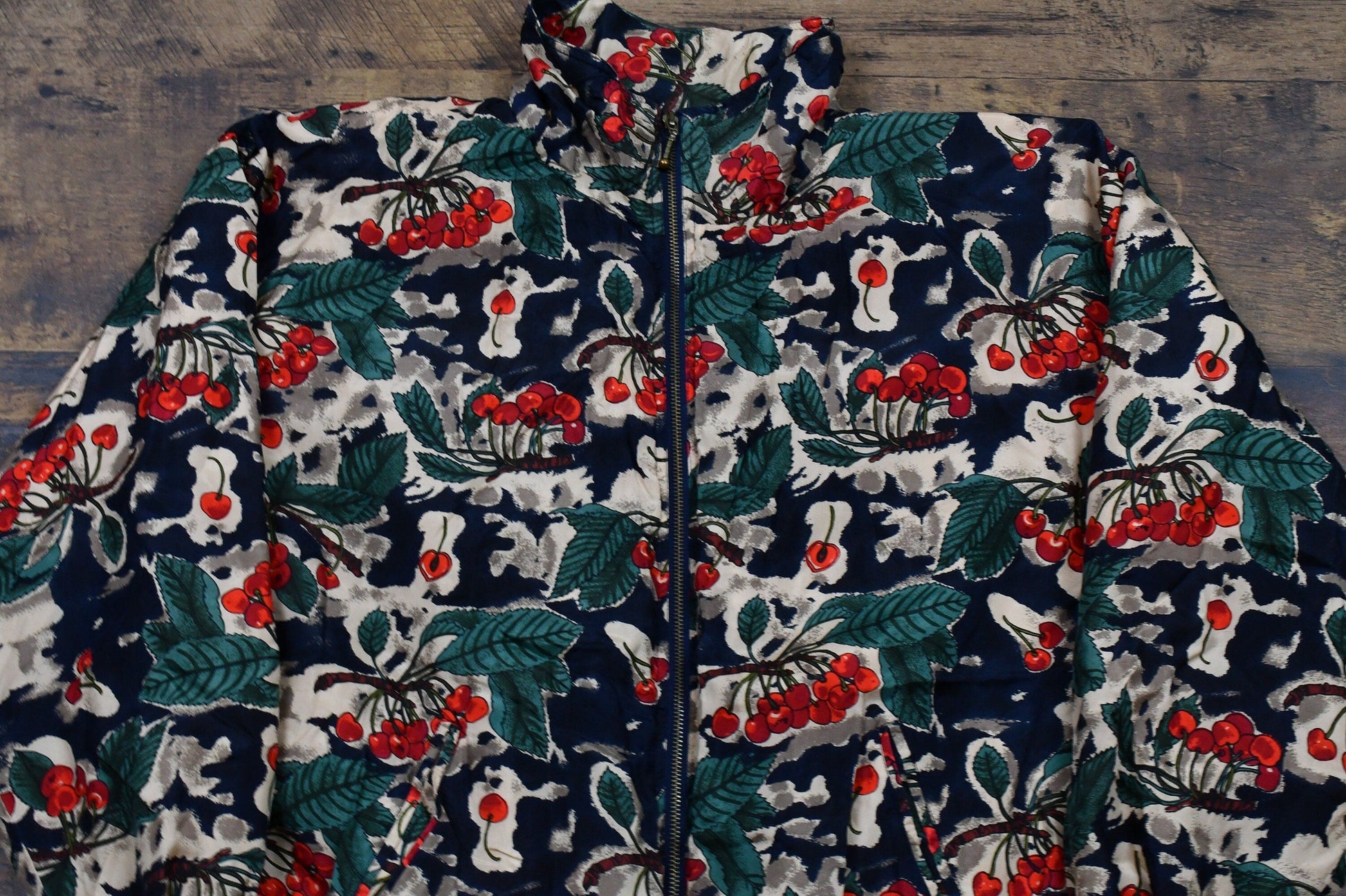 Vintage 1990s Out Brook 100% Silk All Over Print Full Zip Windbreaker Women's Large from propervintagecanada