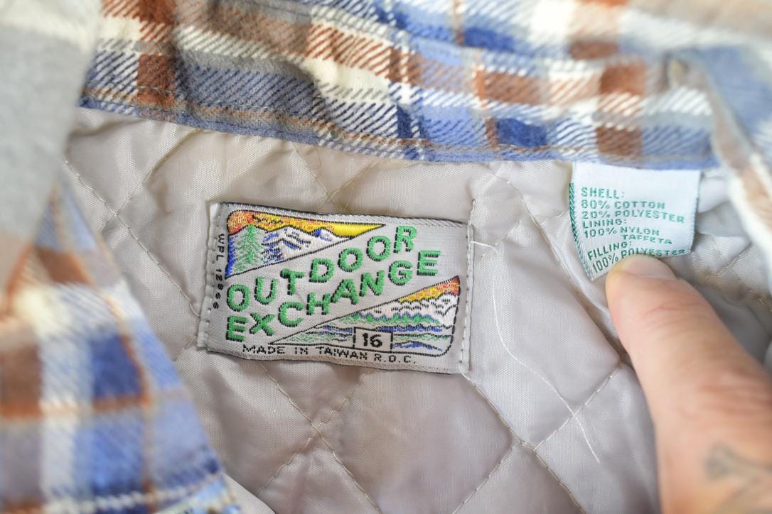 Vintage 1990s Outdoor Exchange Plaid Flannel Lined Button Up Shirt Mens S from propervintagecanada