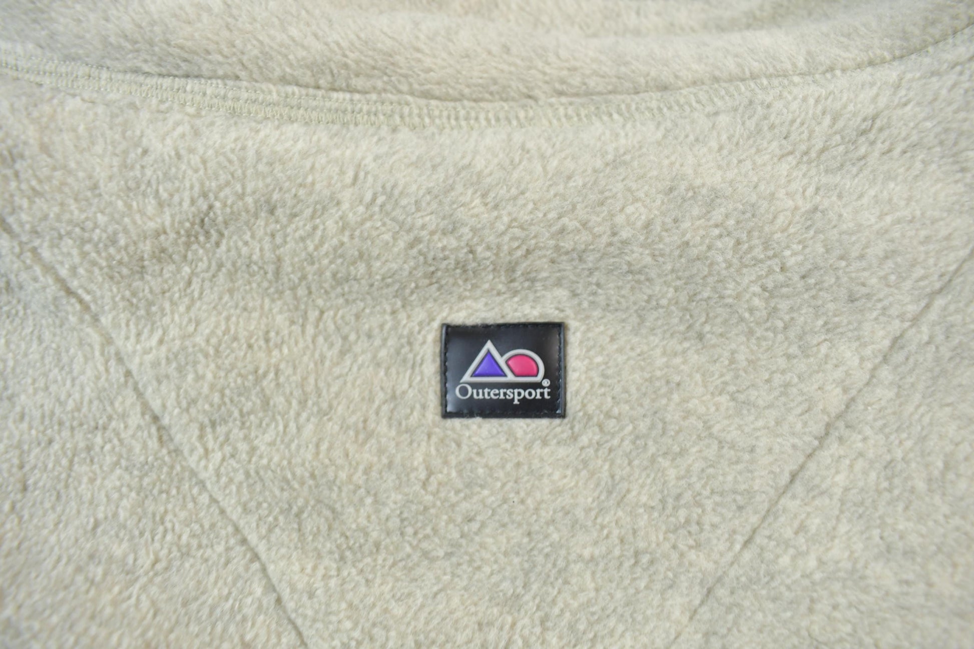 Vintage 1990s Outersport Zip Up Beige Fleece Sweater Men's L from propervintagecanada