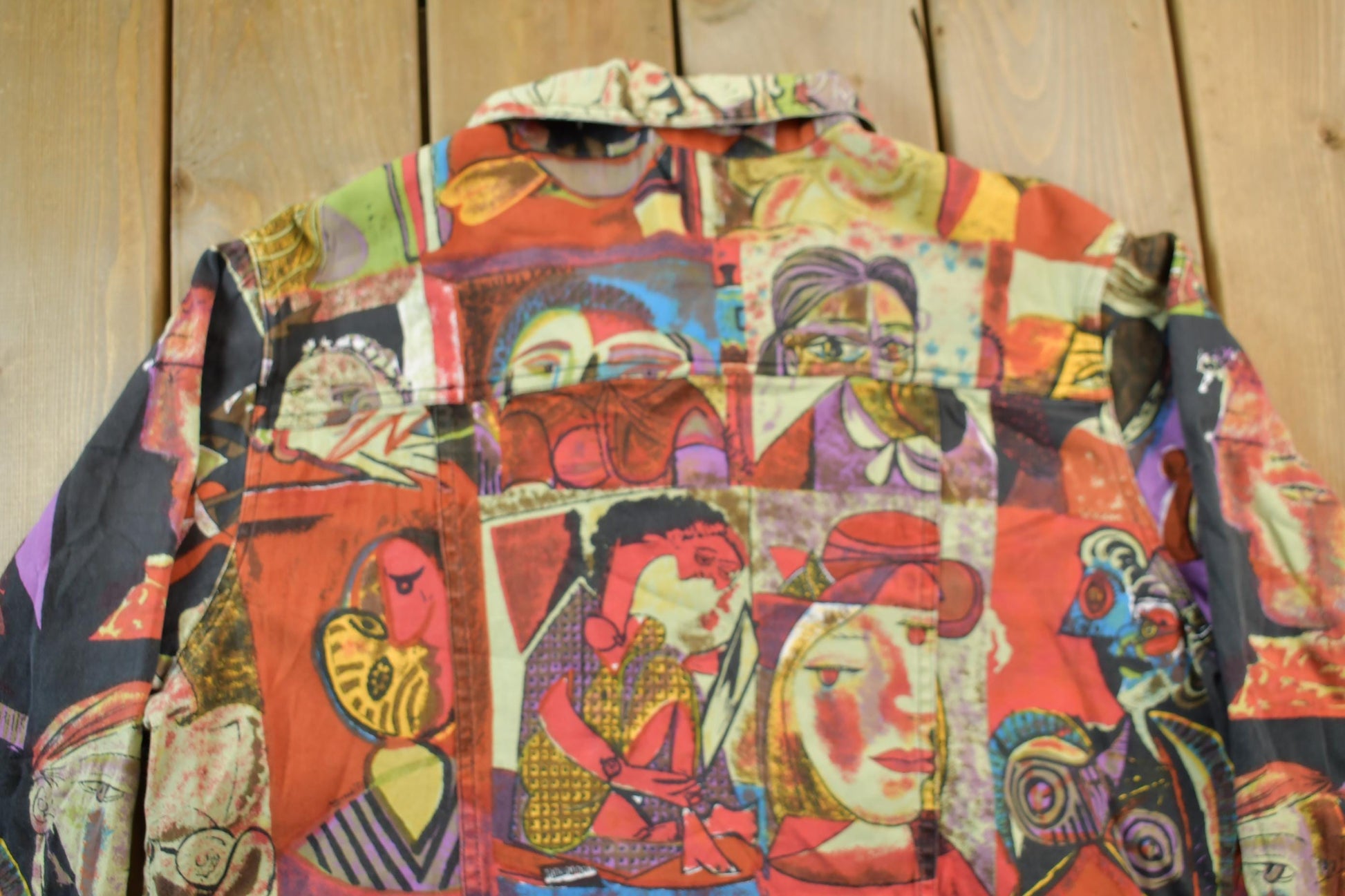 Vintage 1990s Pablo Picasso All Over Print Twill Jacket Women's XL from propervintagecanada