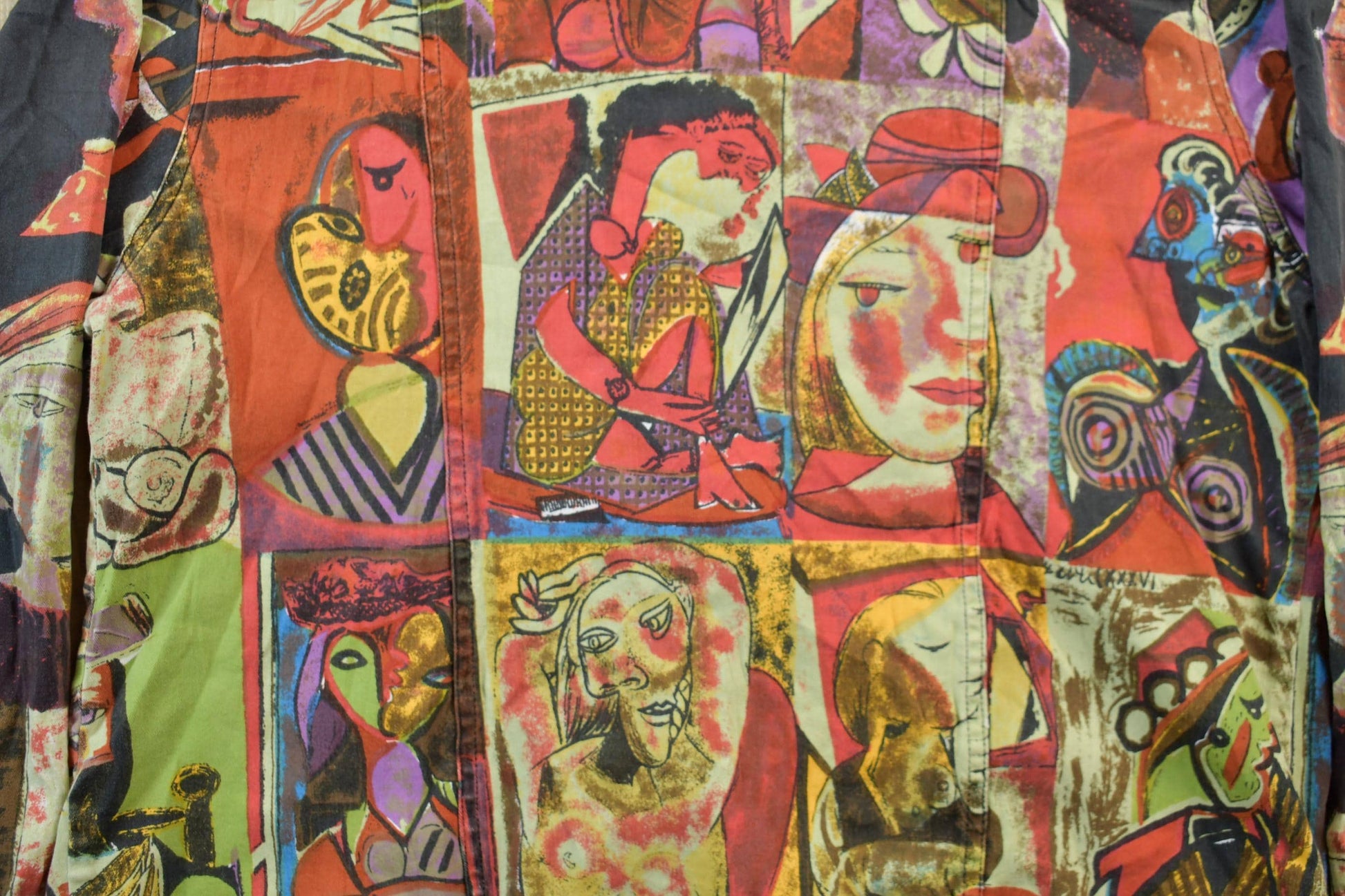 Vintage 1990s Pablo Picasso All Over Print Twill Jacket Women's XL from propervintagecanada